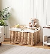 HOOBRO Storage Basket with Lid, 42.3 Gallon (160L) Wicker Basket, Handwoven Blanket Storage Baske...
