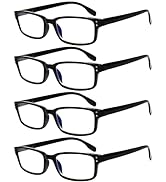 Kerecsen 4 Pack Reading Glasses for Women/Men Spring Hinges Readers Glasses Lightweight Eyeglasses