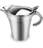 ShineMe Stainless Steel Gravy Boat Sauce Jug with Lid, 26oz Double Wall Insulated, Storage for Gr...