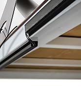 Close-up detail shots of what appears to be a sleek metal or aluminum surface with clean lines and minimal design elements, shown from multiple angles.