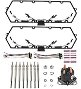 FGJQEDFG Valve Cover Gaskets + Harness Glow Plugs + BK Relay with Inner Injector Compatible with ...