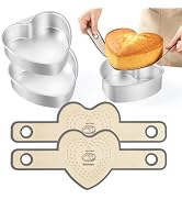 6 Inch Heart Shaped Cake Pan Set with Reusable Silicone Baking Mat(2 Pack) | Aluminum Heart Cake ...