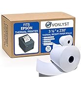 Vonlyst 3 1/8 x 230 Thermal Paper Receipt Roll for Epson Printer (Pack 12 rolls)