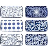 Cerkik Rectangle Serving Platter Set - 8 Inch Ceramic Dinner Plates Rectangular Serving Trays for...