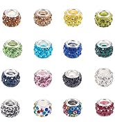 Craftdady 100Pcs Random Mixed Color Polymer Clay Large Hole European Beads with Rhinestone 11-12x...