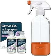 Grove Co. Multi-Purpose Cleaner, Refill Concentrate (2 x 1 Oz) + Glass Spray Bottle (16 Oz), Plan...