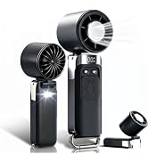 Toplepor Handheld Portable Fan, 4-in-1 USB Rechargeable Fan with Cooling Function &amp; Built-in LED ...