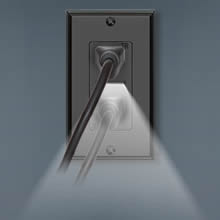 Black Receptacle Outlet with Night Light,Tamper-Resistant,15A,2 Pole,Standard Electrical Outlets 