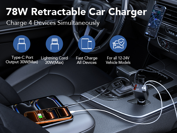 Retractable car charger