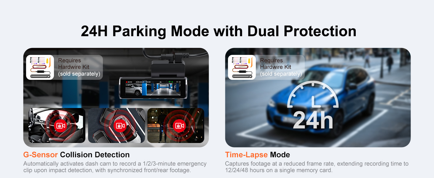 dashcam front and rear camera wireless