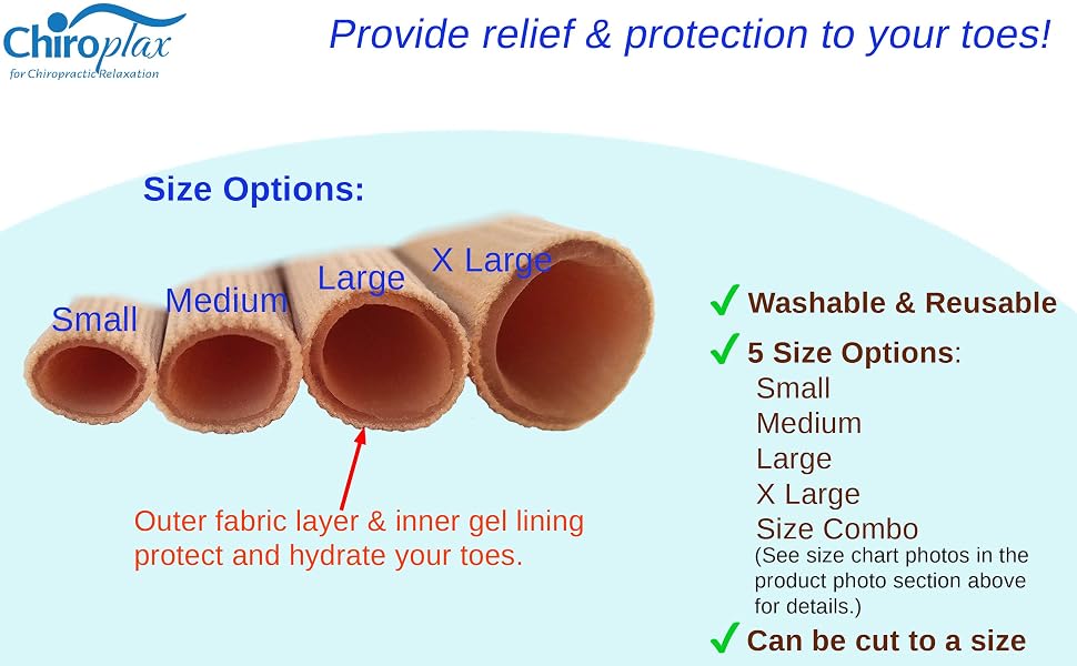 Chiroplax Toe Tubes Sleeves Protectors Cushions Finger Separator Bunion Hammer Callus Corn Blister