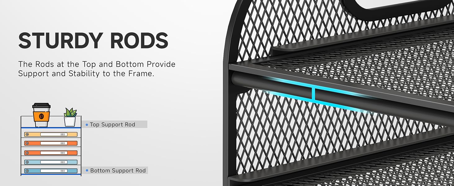 This document organizer features sturdy rods, offering strong support.
