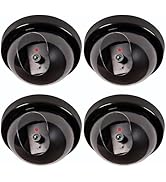 WALI Dummy Fake Security CCTV Dome Camera with Flashing Red LED Light with Security Alert Sticker...