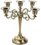 YOUEON 5 Arm Candelabra, 10.4 Inch Antique Bronze Candle Holder Bronze Candelabra Candlestick Hol...