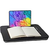 Lap Desk Black, Portable Laptop Desk Fits Up to 16" Laptops, with Tablet Slot, Built-in Cushion, ...