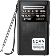 Greadio NOAA Weather Radio, Stereo Earphone Jack,AM/FM Battery Operated Transistor Portable Radio...