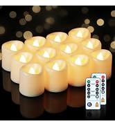 5plots 24Pack White Flameless Candles, LED Tea Lights with Remote &amp; Timer | 400 Hours Tealights, ...