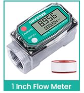 GRYVOZE 1 Inch Digital Flow Meter, 21-264 GPM Inline NPT Thread Fuel Turbine Flowmeter with LCD D...