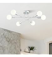 VONLUCE Modern Sputnik Chandelier, 6-Light Ceiling Light Fixture, Polished Nickel Flush Mount Cei...