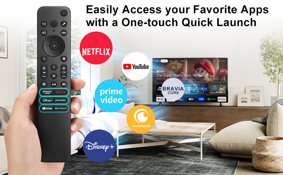 for Sony-TV-Remote-Control, Replacement for Sony Bravia TV Remote for Smart TVs with Voice Function