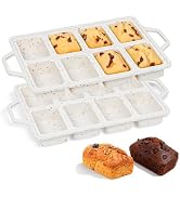 FUNBAKY Mini Loaf Pans with Metal Frame - Silicone Mini Bread Loaf Pans 8-Cavity BPA Free Nonstic...