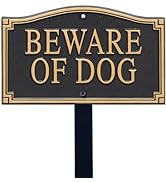 Designer Beware of Dog Plaque/Marker/Sign with Stake 18" Tall