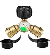 Detoypapa Propane Tank Splitter 2 Way with Gauge, Universal Propane Y Splitter Adapter for 5-40 l...