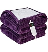 Qieryun Heated Blanket Electric Twin, Soft Flannel Heating Blanket with 8 Hours Auto Off 10 Fast ...