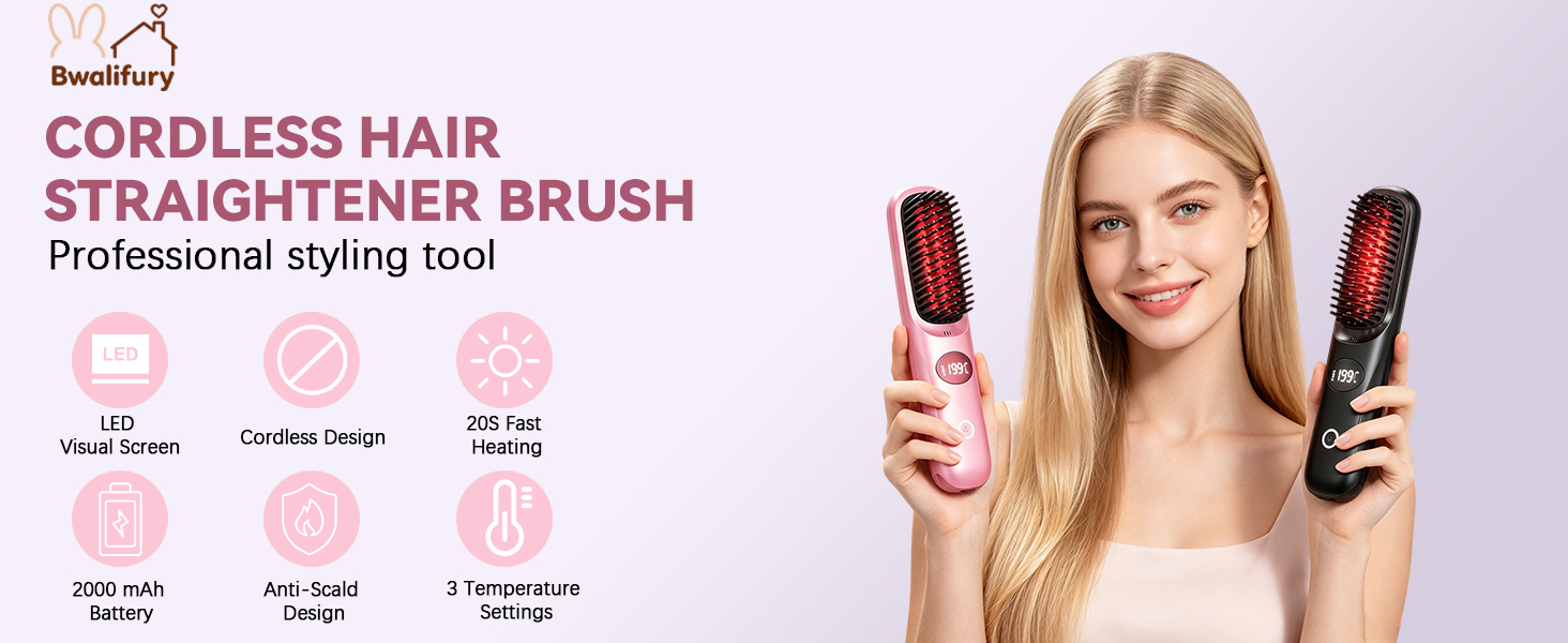 CORDLESS HAIRSTRAIGHTENER BRUSHProfessional styling tool