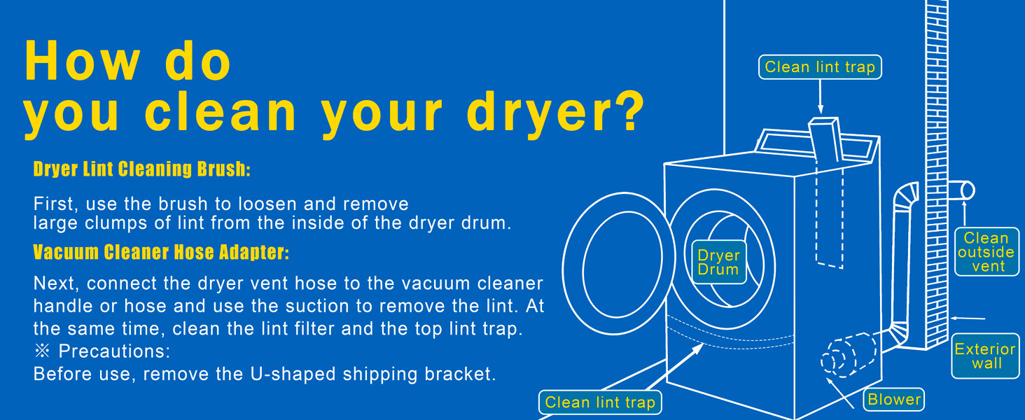 Dryer Vent Cleaner Kit - Compatible Universal Vacuum Attachment Hose with Most Vacuum Cleaner