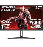 SANSUI 27 Inch WQHD 2560 x 1440 IPS Gaming Monitor, 200Hz 180Hz 1ms Computer Monitor, DP 1.2 x2 |...