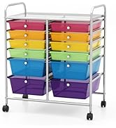 ARLIME 12-Drawer Rolling Storage Cart, 12 Drawer Organizer Trolley, Scrapbook Paper Organizer, Su...