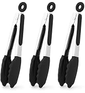 Small Silicone Tongs for Cooking,3 PCS 7-Inch Mini Serving Tong-600°F Heat Resistant Non Stick St...