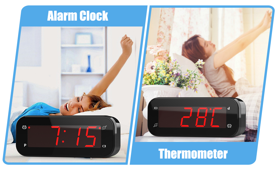 2 in 1 alarm clock and indoor thermometer