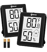 Geevon 2 Pack Humidity Gauge Room Thermometer Hygrometer Indoor with Battery,Digital Humidity Met...