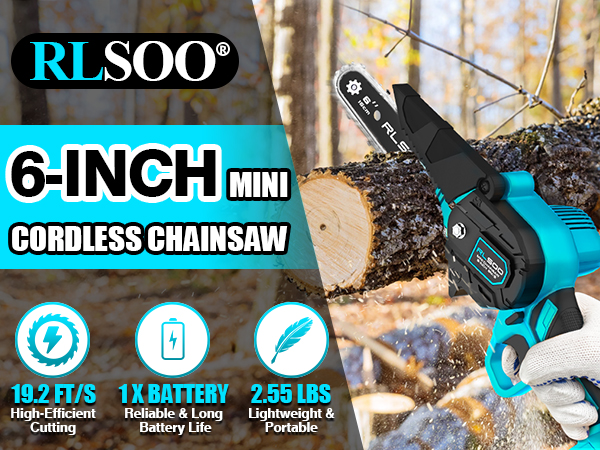 RLSOO Mini Chainsaw 6 Inch Cordless