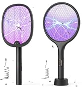 YISSVIC Electric Fly Swatter 4000V Bug Zapper Racket Dual Modes 2PCS with Purple Mosquito Light