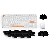 Lauspuck Keyboard Wrist Rest Pad Set, Leaf Shape PU Leather Memory Foam Wrist Cushion Support,Mou...