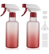 Hethyo Plastic Spray Bottles 12oz 2 Pack Adjustable Mist/Stream Spraying Heavy Duty Square Water ...