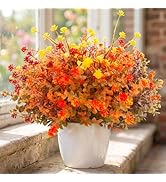 Hananona 12 Pcs Artificial Flowers Outdoor, Faux Artificial Plants UV Resistant Plastic Flower Bu...