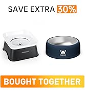 PAWGETHER Stainless Steel Dog Bowls Non Slip Bottom &amp; No Spill Water Bowl for Dogs 2L/68oz Splas...