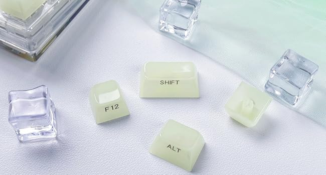 Womier Keyboard Keycaps Jelly - Ceramic Keycaps Style, Clear Creamy Green Key Cap