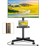 TVON Mobile TV Stand with Power Outlet, Tilt Rolling TV Cart for 23-60 Inch LCD LED OLED Flat Cur...