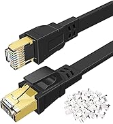 DEEGO Cat 8 Ethernet Cable 100 FT, High Speed Flat Network Cable Shielded with Gold Plated RJ45 C...