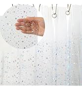 ZEMAHOME Holographic Thin 3D EVA Shower Curtain Liner Glitter Star, 72x72 Premium Light Weight Cl...