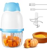 Baby Food Maker, Cordless Food Processor Puree Blender with 350ml Glass Bowl & 6 Sharp Blades, Sm...