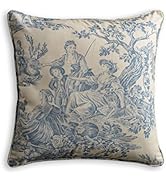 Maison d' Hermine Decorative Pillow Cover 100% Cotton 18 Inch x 18 Inch Square Toile Washable Cus...