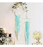 Moon Star Dream Catcher Decor,2pcs Boho Home Moon Star Dreamcatcher,Macrame Wall Hanging Boho Hom...