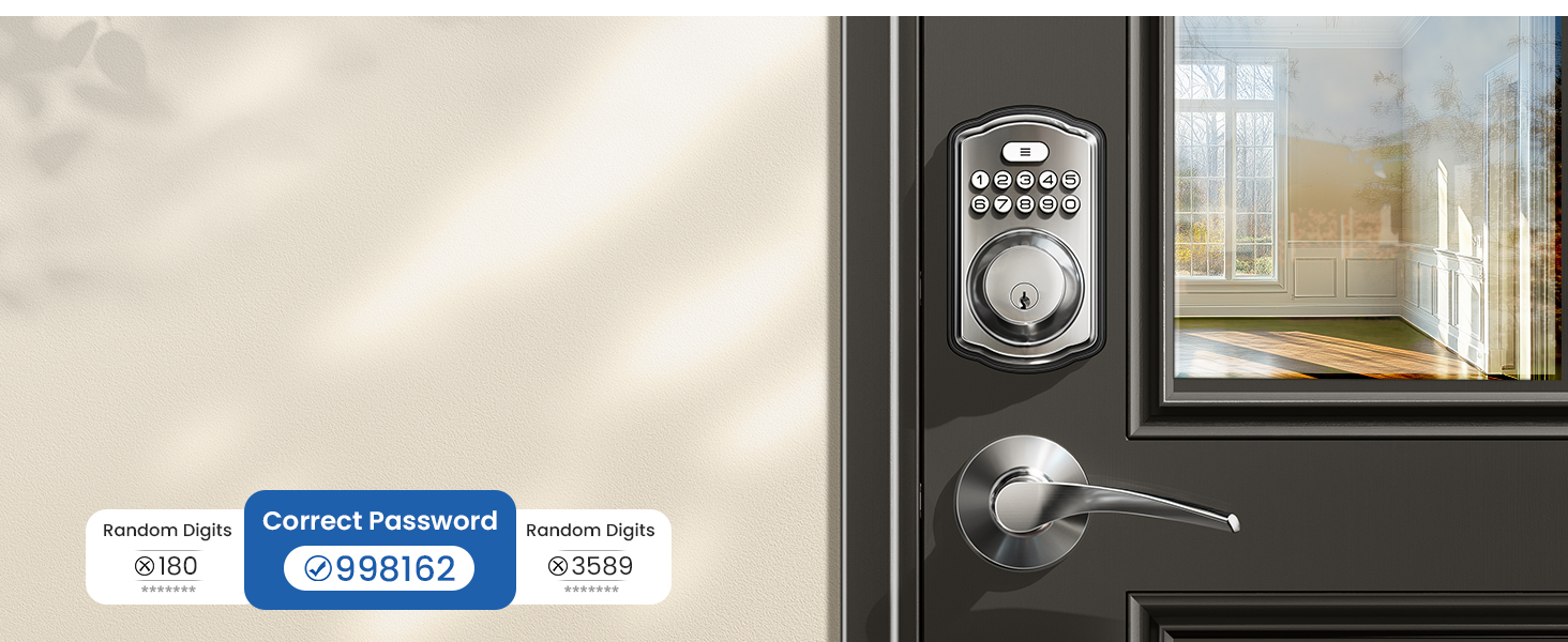 keyless entry door lock with handle