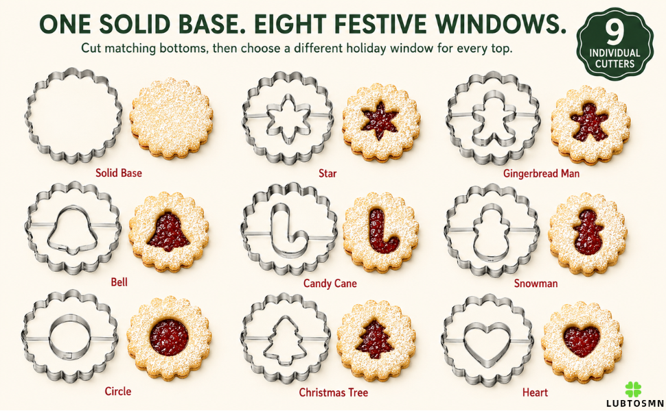 Cut matching bottoms, then choose a different holiday window for every top.